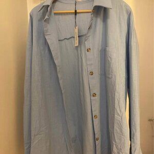NWT (20W) Button Down Women's Light Blue Top Spring Summer Top Casual or Office